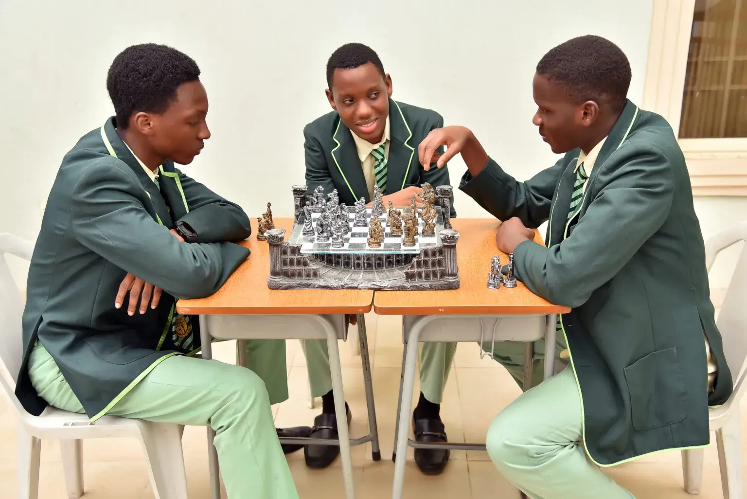 Student playing chess